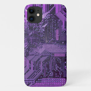 パープルサイバー回路ボードTech Art Electronics iPhone 11 ケース