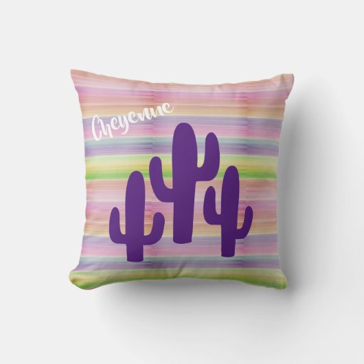 パープルサグアロカクタスサウスウエストデザートサンセット クッション (正面)