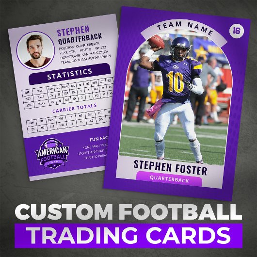 パープルサッカーのトレーディングカード、カスタムスポーツカード コーリングカード