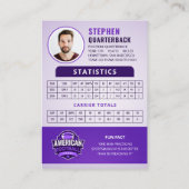 パープルサッカーのトレーディングカード、カスタムスポーツカード コーリングカード (裏面)