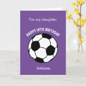 パープルサッカースポーツ第16誕生日カード カード (黄色い花)