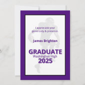 パープルサッカーテーマ卒業 サンキューカード (裏面)