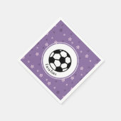 パープルサッカーパーティーピンクスタースポーツパーソナライズされた スタンダードカクテルナプキン (角)