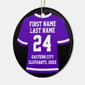 パープルサッカーホッケースポーツジャージー セラミックオーナメント (左)