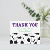 パープルサッカーボールありがとうはがき ポストカード (スタンド正面)