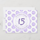 パープルサッカーボール模様スポーツ誕生日パーティー 招待状 (裏面)