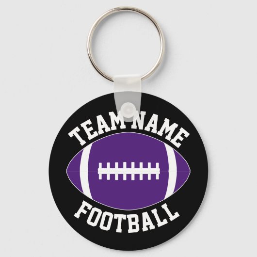 パープルサッカー選手とコーチカスタムチーム名 キーホルダー (正面)