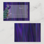 パープルサテンとピーコク結婚の座席表 プレイスカード (正面/裏面)