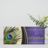 パープルサテンピーコッスタイリッシュクフェザー招待状 招待状 (スタンド正面)