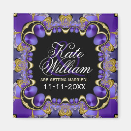 パープルサテン結婚の発表磁石 マグネット