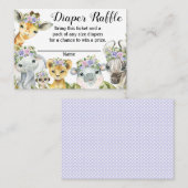 パープルサファリベイビーシャワーおむつラッフルチケット 名刺 (正面/裏面)