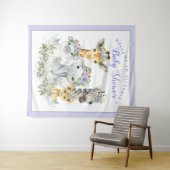 パープルサファリベイビーシャワーバナー背景 タペストリー (インサイチュ(横))