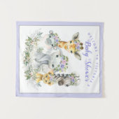 パープルサファリベイビーシャワーバナー背景 タペストリー (正面(横))