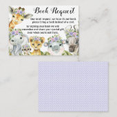 パープルサファリベイビーシャワーブックリクエストカード 名刺 (正面/裏面)