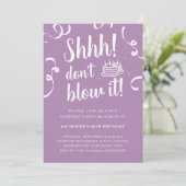 パープルサプライズバースデー Don't Blow It 誕生日招待状 招待状 (スタンド正面)