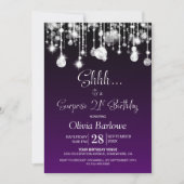 パープルサプライズ21歳の誕生日パーティー 招待状 (正面)