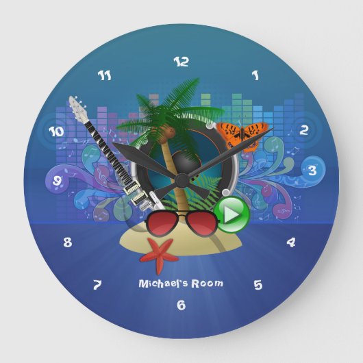 パープルサマークラブビーチハウス ラージ壁時計 (正面)