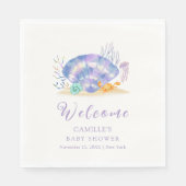 パープルサマーシーパールガールベビーシャワーへようこそ スタンダードランチョンナプキン (正面)