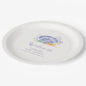 パープルサマーシーパールガールベビーシャワーへようこそ ペーパープレート (アングル)