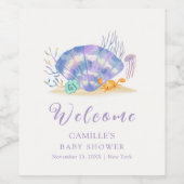 パープルサマーシーパールガールベビーシャワーへようこそ ワインラベル (シングルラベル)