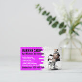 パープルサロンデコールレトロチェアヴィンテージバーバーショップ 名刺 (スタンド正面)