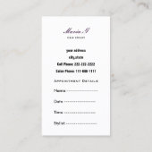 パープルサロン名刺とアポイントメントの背面 予約カード (裏面)