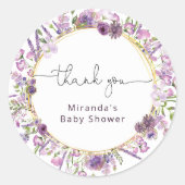 パープルサンキュークラシックラウンドステッカー ラウンドシール (正面)