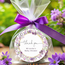 パープルサンキュークラシックラウンドステッカー ラウンドシール