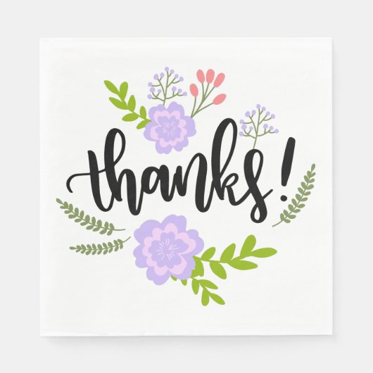 パープルサンキューフラワー離れズウォーター結婚カラー スタンダードランチョンナプキン (正面)