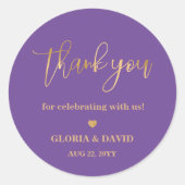 パープルサンキュー結婚ズ ラウンドシール (正面)