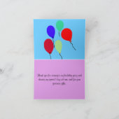 パープルサンキュー飛んでいる誕生日バルーン サンキューカード (内部)