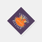 パープルサンクフル感謝賛美感謝祭秋 スタンダードカクテルナプキン (角)