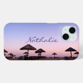 パープルサンセットカリフォルニアビーチフォトモノグラム名 Case-Mate iPhoneケース (裏面 (横))