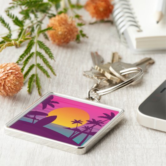 パープルサンセットサーフビーチ キーホルダー (側面)