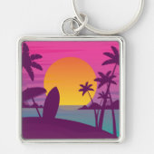 パープルサンセットサーフビーチ キーホルダー (正面)