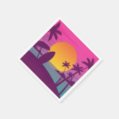 パープルサンセットサーフビーチ スタンダードカクテルナプキン (角)