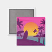 パープルサンセットサーフビーチ マグネット (正面/裏面)