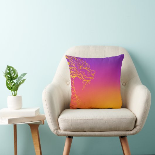 パープルサンセットドラゴングラデーション装飾用クッション クッション (椅子)