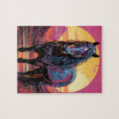 パープルサンセットホース ジグソーパズル (横)