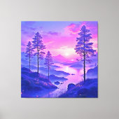 パープルサンセットランドスケープアート キャンバスプリント (正面)