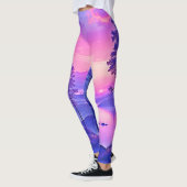 パープルサンセットランドスケープアート レギンス (左)