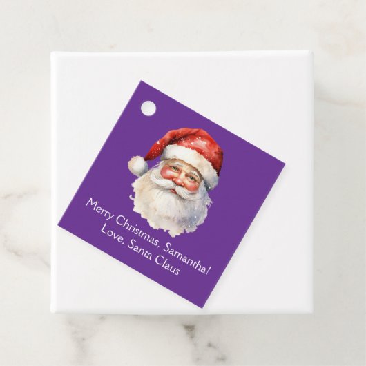 パープルサンタクロースカスタマイズクリスマスパーティー フェイバータグ (インサイチュ)