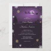 パープルサンタクロースクリスマス結婚式招待状 招待状 (正面)