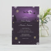 パープルサンタクロースクリスマス結婚式招待状 招待状 (スタンド正面)