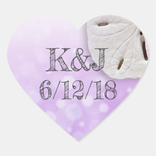 パープルサンドドルシーサイド結婚式用シール ハートシール (正面)