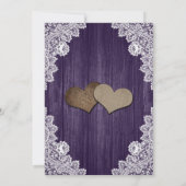 パープルサンフラワーウッドストリングライトブライダルシャワー 招待状 (裏面)