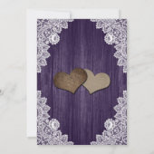 パープルサンフラワーウッドフローラレース結婚ズ 招待状 (裏面)