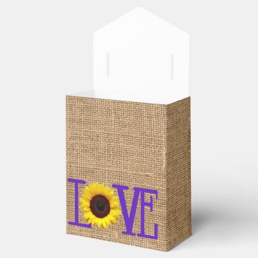 パープルサンフラワーカントリーバーラップブライダルシャワー フェイバーボックス (オープン)