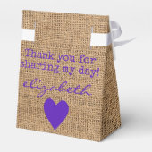 パープルサンフラワーカントリーバーラップブライダルシャワー フェイバーボックス (裏面サイド)