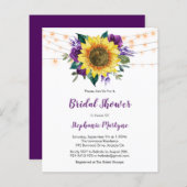 パープルサンフラワーライトバジェットブライダルシャワー招待状 (正面/裏面)